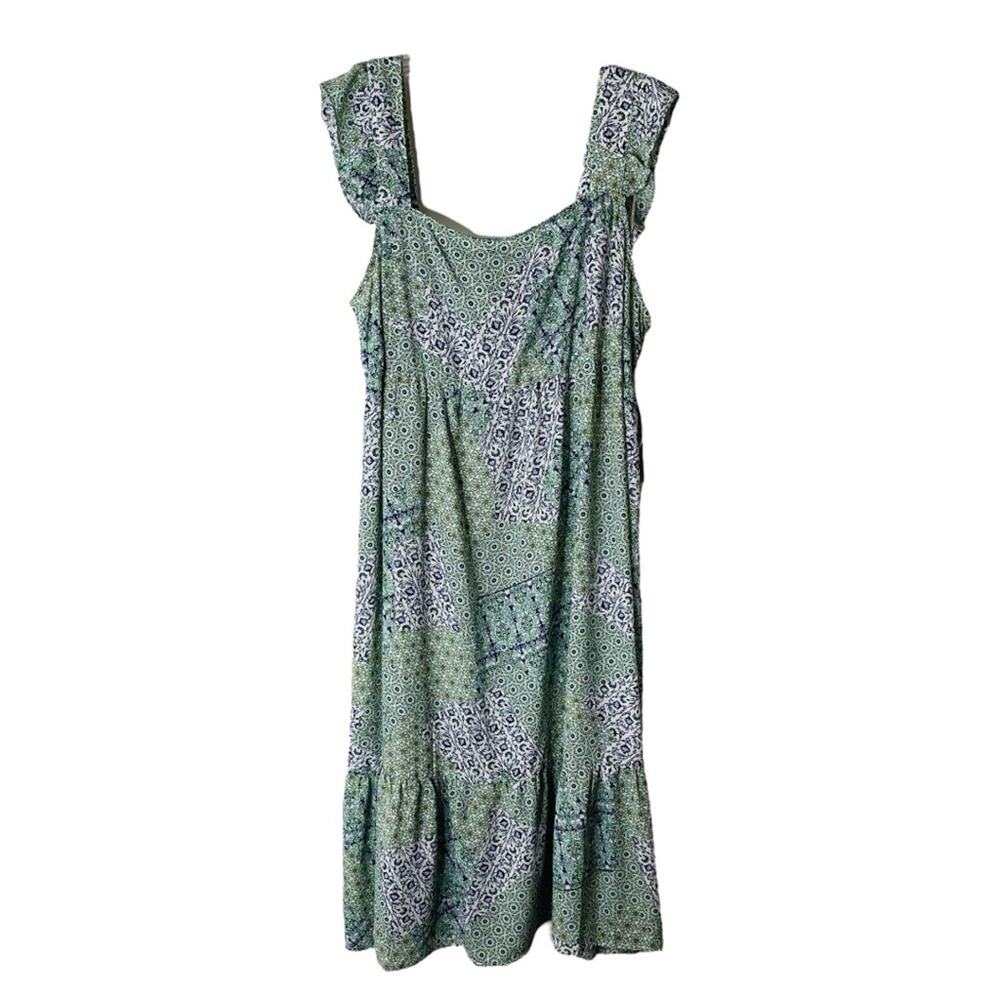 NEW Emma & Michele green blue white floral cottagecore boho midi dress XL